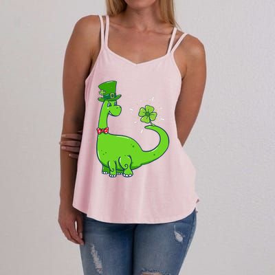 Dinosaur Shamrock St Patrick's Day Women's Strappy Tank