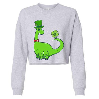 Dinosaur Shamrock St Patrick's Day Cropped Pullover Crew