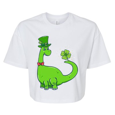 Dinosaur Shamrock St Patrick's Day Bella+Canvas Jersey Crop Tee