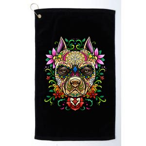 Decorated Sugar Skull Dog Great Gift Day Of The Dead Illustration Cute Gift Platinum Collection Golf Towel