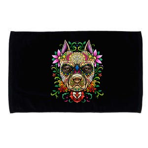 Decorated Sugar Skull Dog Great Gift Day Of The Dead Illustration Cute Gift Microfiber Hand Towel