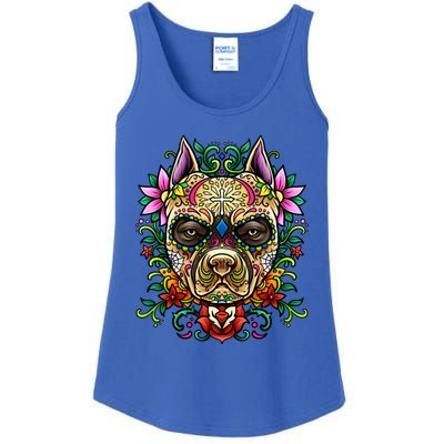 Decorated Sugar Skull Dog Great Gift Day Of The Dead Illustration Cute Gift Ladies Essential Tank