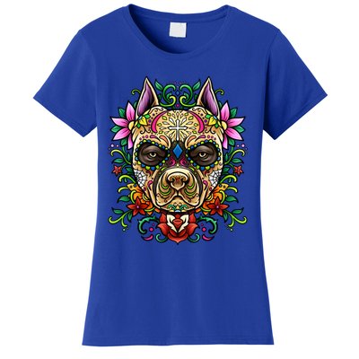 Decorated Sugar Skull Dog Great Gift Day Of The Dead Illustration Cute Gift Women's T-Shirt