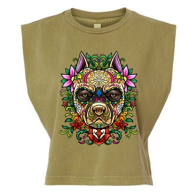 Decorated Sugar Skull Dog Great Gift Day Of The Dead Illustration Cute Gift Garment-Dyed Women's Muscle Tee