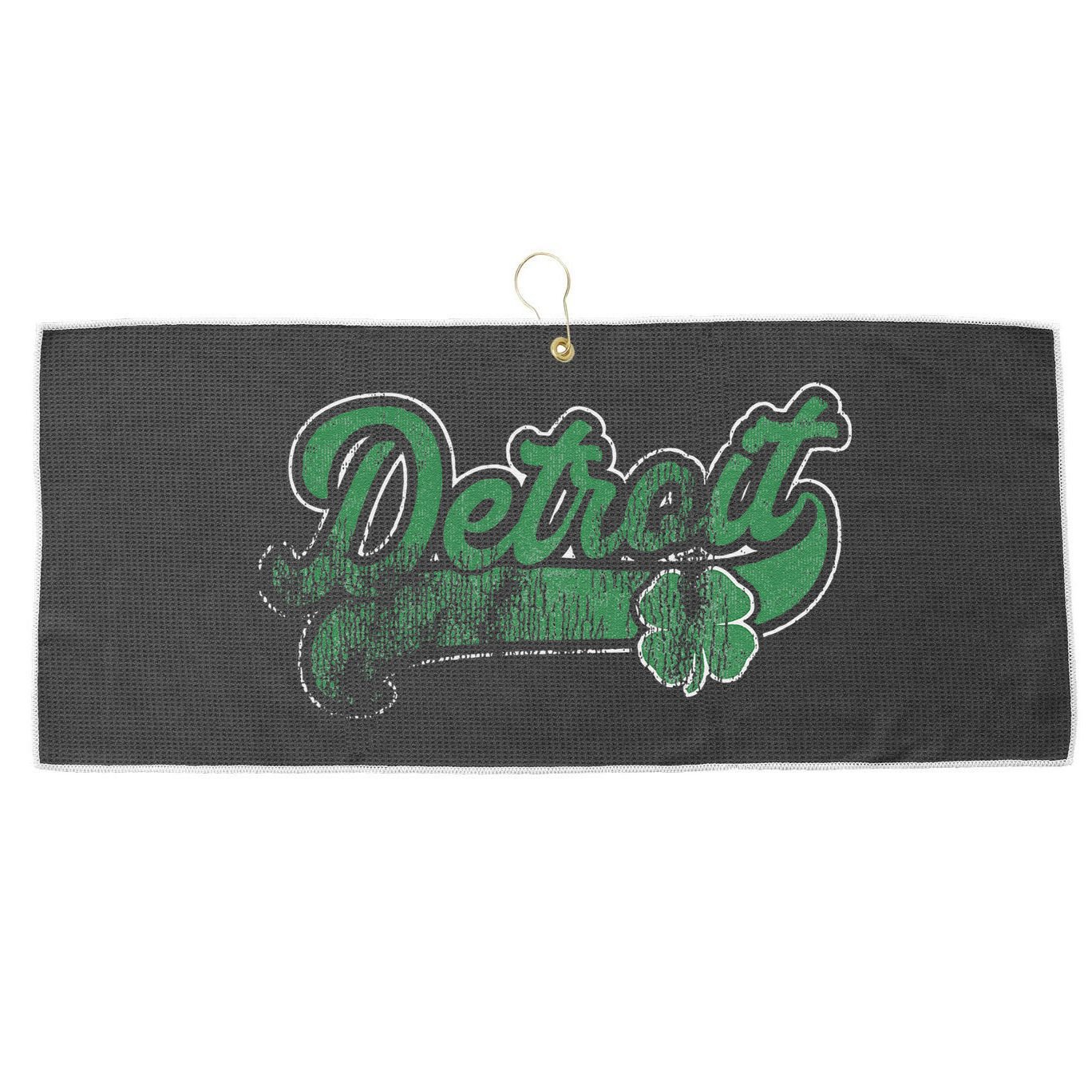 Detroit Shamrock St. Patrick's Day Saint Paddy's Irish Gift Large Microfiber Waffle Golf Towel