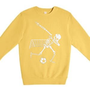 Dabbing Skeleton Soccer Humor Funny Halloween Gift Funny Premium Crewneck Sweatshirt