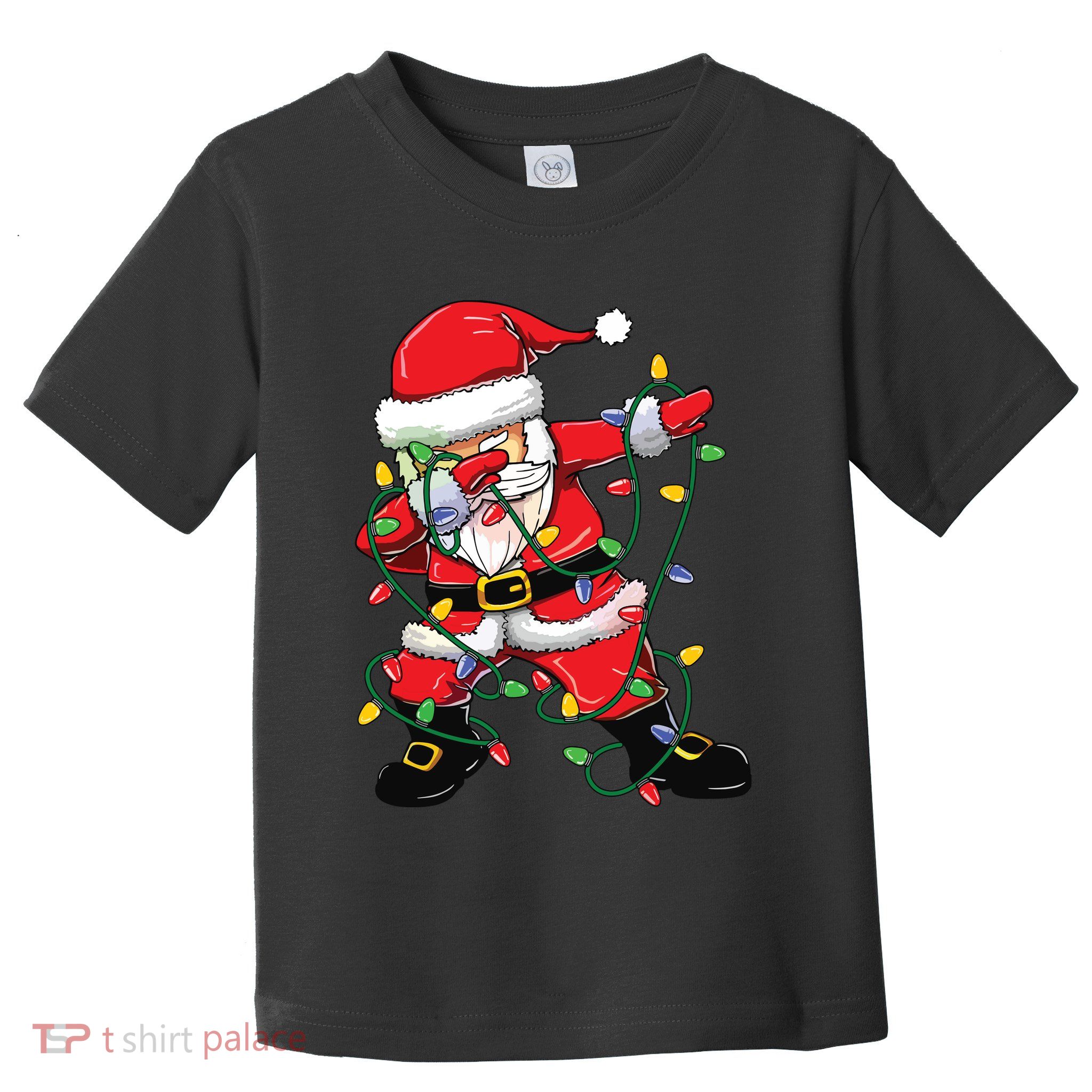 Dabbing Santa Shirts For Boy Girls Christmas Tree Lights Toddler T-Shirt