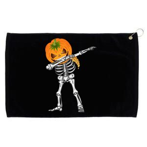 Dabbing Skeleton Scary Pumpkin Head Pizza Lover Dab Ghost Gift Grommeted Golf Towel