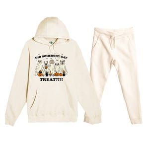 Did Somebody Say Treat Ghost Dogs Lovers Halloween Costume Premium Hooded Sweatsuit Set