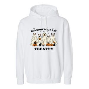 Did Somebody Say Treat Ghost Dogs Lovers Halloween Costume Garment-Dyed Fleece Hoodie