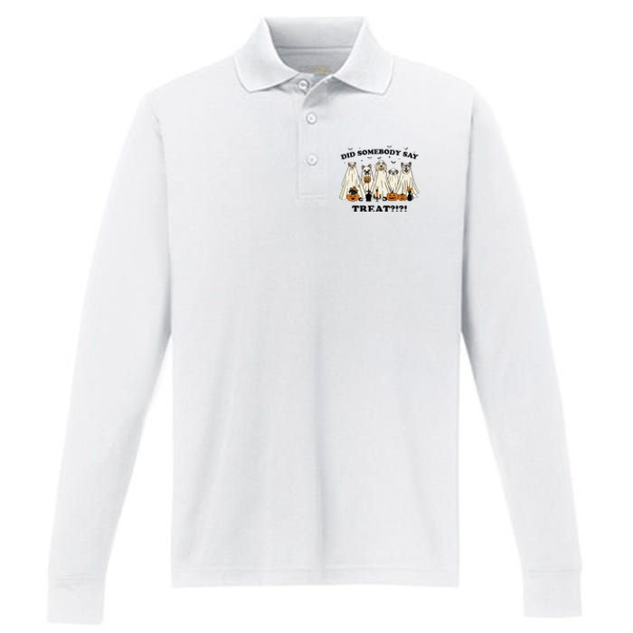 Did Somebody Say Treat Ghost Dogs Lovers Halloween Costume Performance Long Sleeve Polo