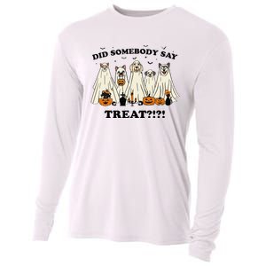 Did Somebody Say Treat Ghost Dogs Lovers Halloween Costume Cooling Performance Long Sleeve Crew