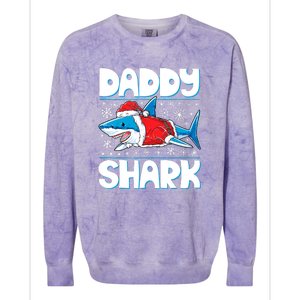 Daddy Sharkmas Shark Santa Hat Christmas Lights Boys Xmas Colorblast Crewneck Sweatshirt