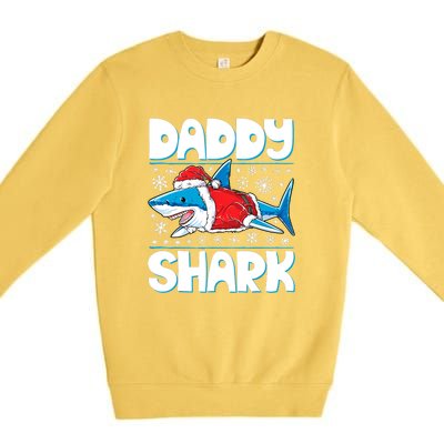 Daddy Sharkmas Shark Santa Hat Christmas Lights Boys Xmas Premium Crewneck Sweatshirt