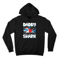 Daddy Sharkmas Shark Santa Hat Christmas Lights Boys Xmas Hoodie