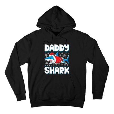 Daddy Sharkmas Shark Santa Hat Christmas Lights Boys Xmas Hoodie