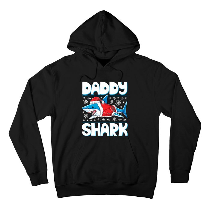 Daddy Sharkmas Shark Santa Hat Christmas Lights Boys Xmas Hoodie