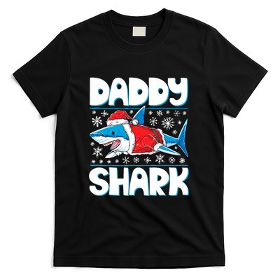 Daddy Sharkmas Shark Santa Hat Christmas Lights Boys Xmas T-Shirt