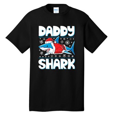 Daddy Sharkmas Shark Santa Hat Christmas Lights Boys Xmas Tall T-Shirt