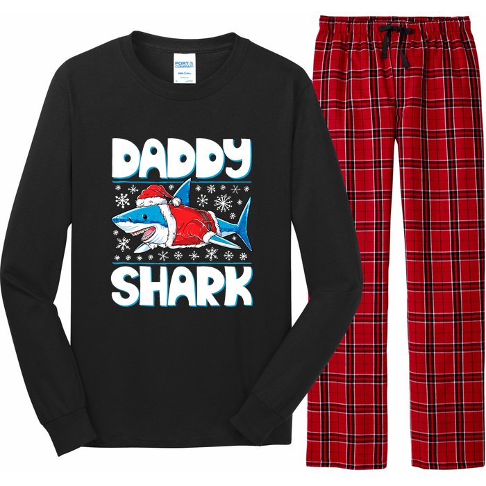 Daddy Sharkmas Shark Santa Hat Christmas Lights Boys Xmas Long Sleeve Pajama Set