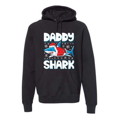 Daddy Sharkmas Shark Santa Hat Christmas Lights Boys Xmas Premium Hoodie