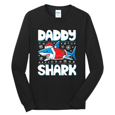 Daddy Sharkmas Shark Santa Hat Christmas Lights Boys Xmas Tall Long Sleeve T-Shirt