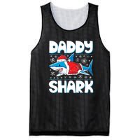 Daddy Sharkmas Shark Santa Hat Christmas Lights Boys Xmas Mesh Reversible Basketball Jersey Tank