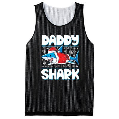 Daddy Sharkmas Shark Santa Hat Christmas Lights Boys Xmas Mesh Reversible Basketball Jersey Tank