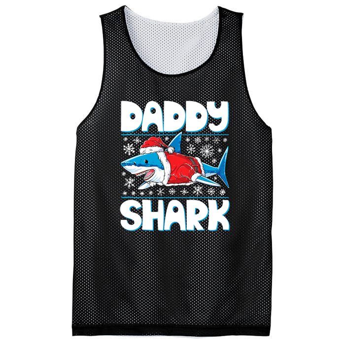 Daddy Sharkmas Shark Santa Hat Christmas Lights Boys Xmas Mesh Reversible Basketball Jersey Tank