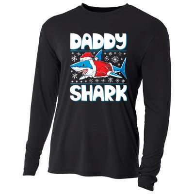 Daddy Sharkmas Shark Santa Hat Christmas Lights Boys Xmas Cooling Performance Long Sleeve Crew