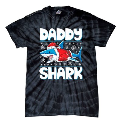 Daddy Sharkmas Shark Santa Hat Christmas Lights Boys Xmas Tie-Dye T-Shirt