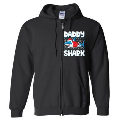 Daddy Sharkmas Shark Santa Hat Christmas Lights Boys Xmas Full Zip Hoodie