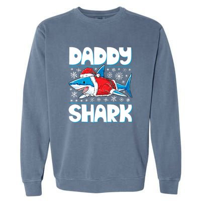 Daddy Sharkmas Shark Santa Hat Christmas Lights Boys Xmas Garment-Dyed Sweatshirt