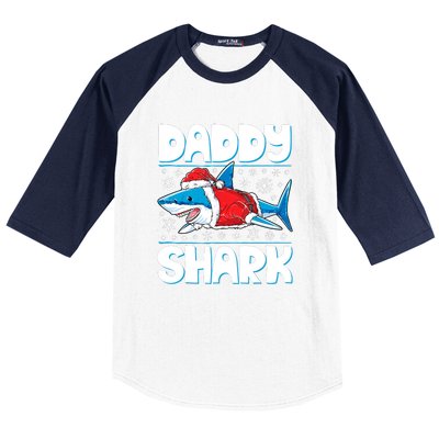 Daddy Sharkmas Shark Santa Hat Christmas Lights Boys Xmas Baseball Sleeve Shirt