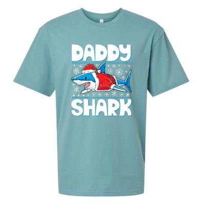 Daddy Sharkmas Shark Santa Hat Christmas Lights Boys Xmas Sueded Cloud Jersey T-Shirt