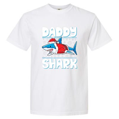 Daddy Sharkmas Shark Santa Hat Christmas Lights Boys Xmas Garment-Dyed Heavyweight T-Shirt