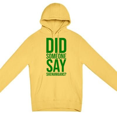 Did Someone Say Shenanigans Funny St Patricks Day Premium Pullover Hoodie