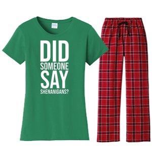 Did Someone Say Shenanigans Funny St Patricks Day Women's Flannel Pajama Set