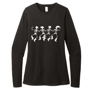 Dancing Skeletons Spooky Halloween Cowboys Line Dance Womens CVC Long Sleeve Shirt