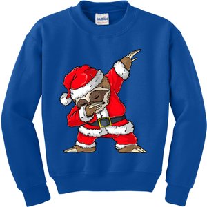 Dabbing Santa Sloth Merry Slothmas Christmas Pajama Funny Gift Kids Sweatshirt