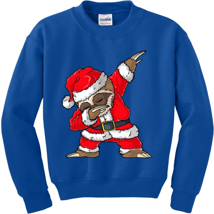 Dabbing Santa Sloth Merry Slothmas Christmas Pajama Funny Gift Kids Sweatshirt