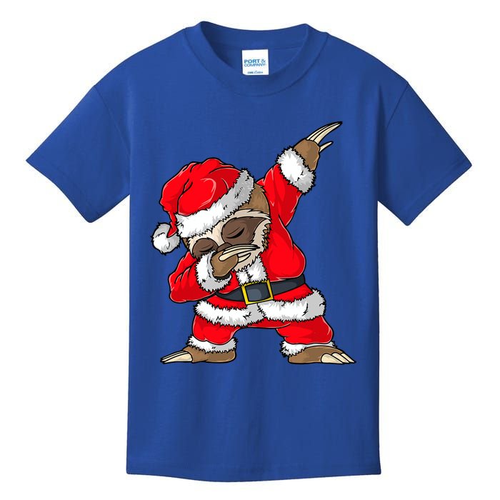 Dabbing Santa Sloth Merry Slothmas Christmas Pajama Funny Gift Kids T-Shirt