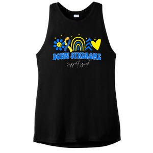 Down Syndrome Support Squad Rainbow Floral Heart Ladies PosiCharge Tri-Blend Wicking Tank