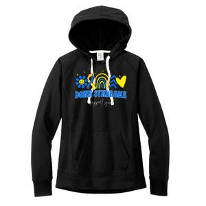 Down Syndrome Support Squad Rainbow Floral Heart Women's Fleece Hoodie