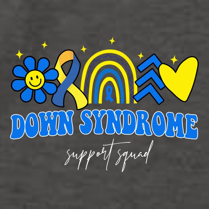 Down Syndrome Support Squad Rainbow Floral Heart Vector Backpack