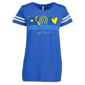 Down Syndrome Support Squad Rainbow Floral Heart Enza Ladies Jersey Football T-Shirt