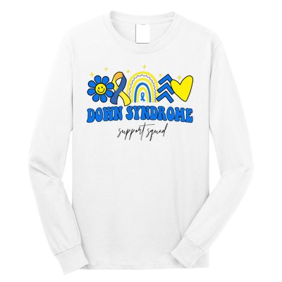 Down Syndrome Support Squad Rainbow Floral Heart Long Sleeve Shirt