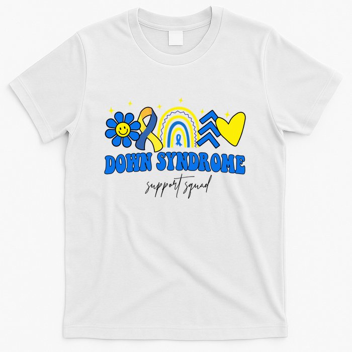 Down Syndrome Support Squad Rainbow Floral Heart T-Shirt