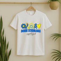 Down Syndrome Support Squad Rainbow Floral Heart T-Shirt