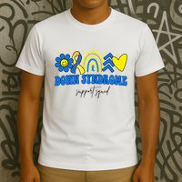 Down Syndrome Support Squad Rainbow Floral Heart T-Shirt